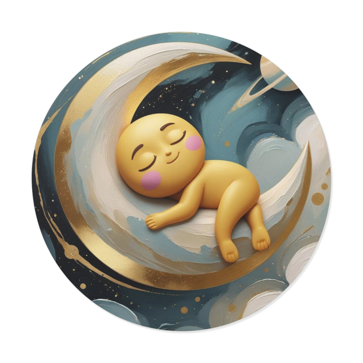 Custom Round Vinyl Sticker – Cute Celestial Baby Moon Nursery Decor