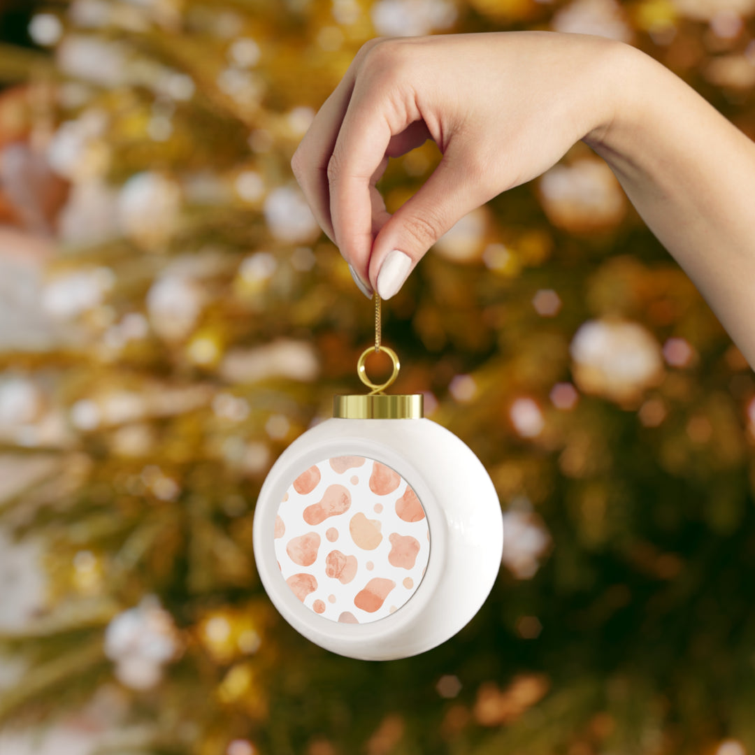 Personalized Blush Abstract Watercolor Holiday Ball Ornament – Trendy Gift