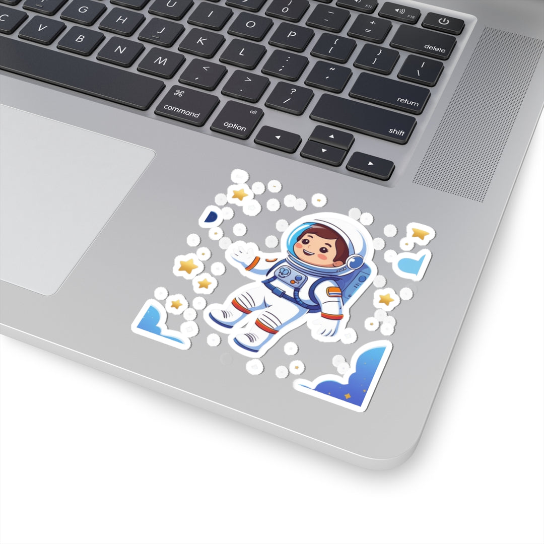 Playful Space Astronaut Kiss-Cut Sticker – Cute, Durable, Custom Vinyl Art