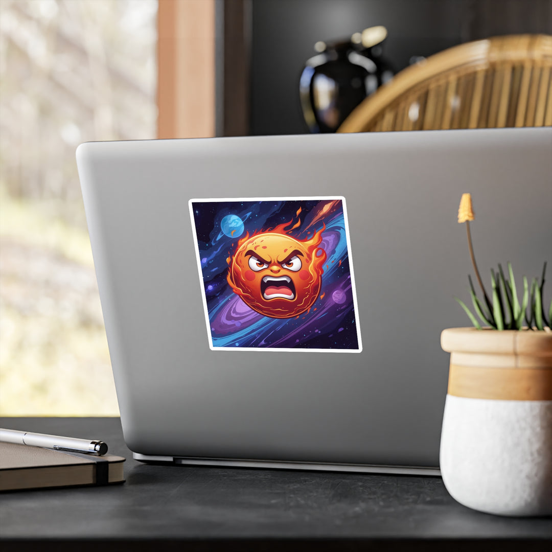 Fiery Cosmic Sun Vinyl Kiss-Cut Sticker – Bold, Weatherproof & Removable