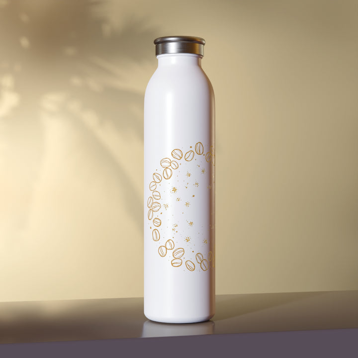 Slim Personalized Water Bottle – Coffee Bean Chic, 20oz, Eco-Friendly Flask