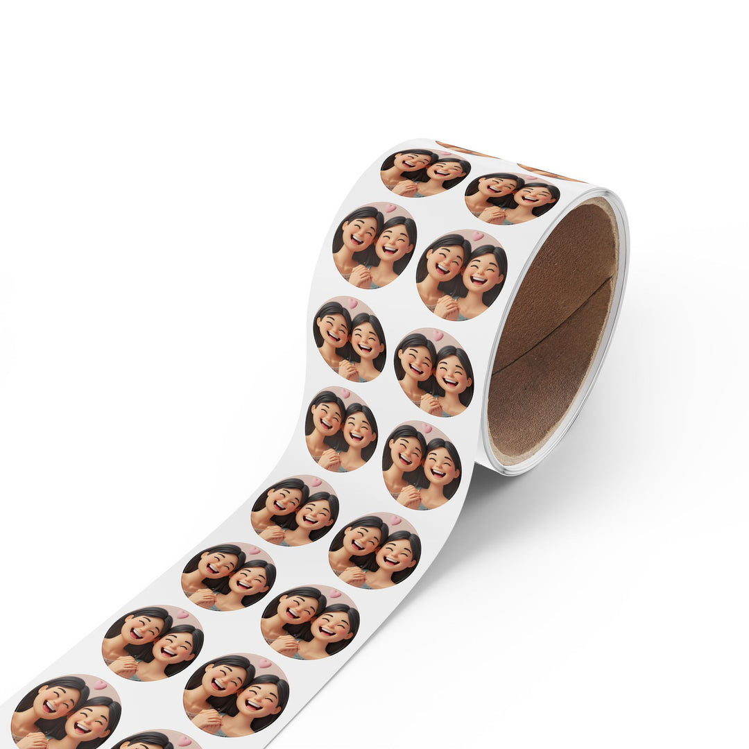 Joyful Friends 3D Cartoon Round Sticker Label Rolls – Durable & Stylish