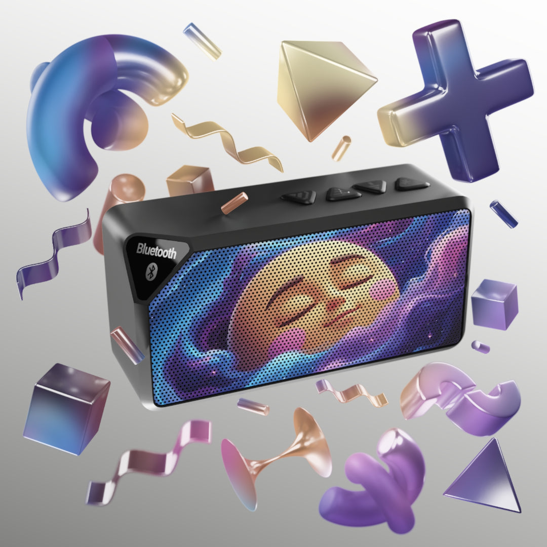 Jabba Bluetooth Speaker – Whimsical Galaxy Moon, 360° Sound, Splash-Proof