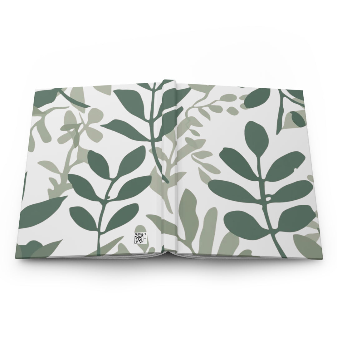 Matte Hardcover Journal – Modern Botanical Black, Customizable Nature Chic