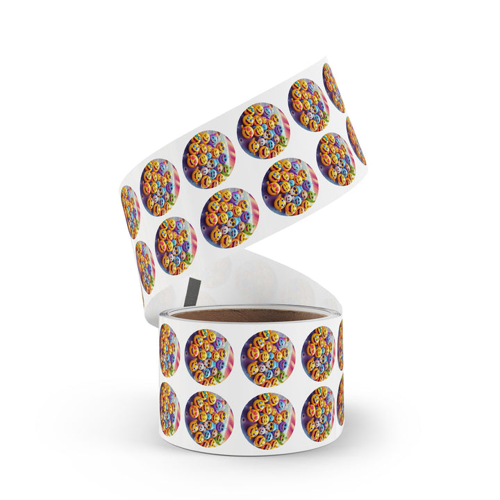 Fun Space Emoji Round Sticker Rolls – Durable Glossy Labels for Organization & Crafts
