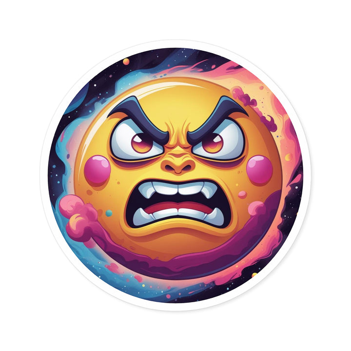 Cosmic Cartoon Sun Round Sticker – Durable, Fun & Weatherproof Decor
