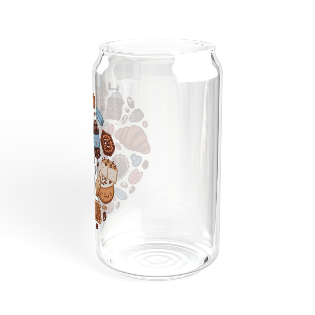 Whimsical Café Sipper Glass 16oz – Coffee & Dessert Cartoon Tumbler