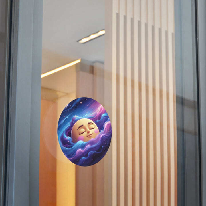 Custom Round Vinyl Sticker – Dreamy Galaxy Moon | Waterproof & Trendy