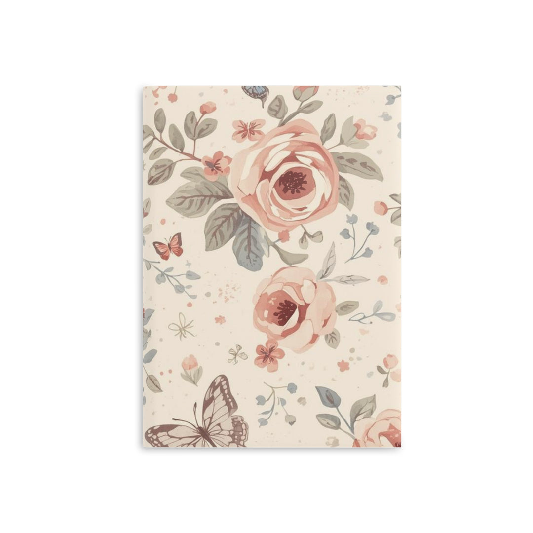 Floral Puffy Hardcover Notebook – Luxe Pastel Roses, Customizable, A4/A5/B5