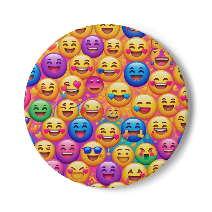 Vibrant Emoji Ceramic Coaster – Fun Smiley Face Art, Cork-Backed Protection