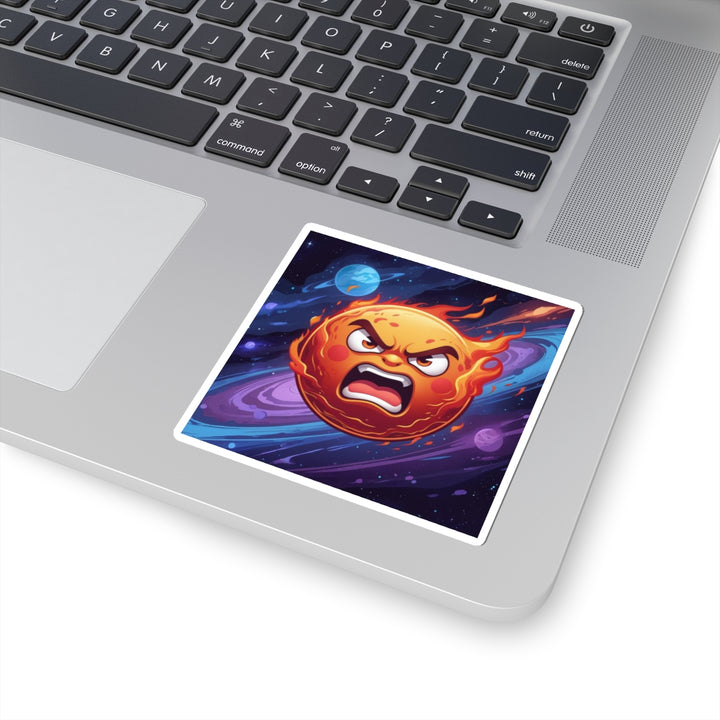 Fiery Cosmic Sun Kiss-Cut Sticker – Bold, Vibrant, Trendy Vinyl Decal