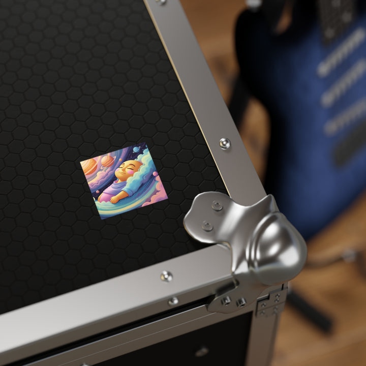 Cosmic Dreams Laminate Square Sticker – Baby Galaxy Art, Durable Vinyl