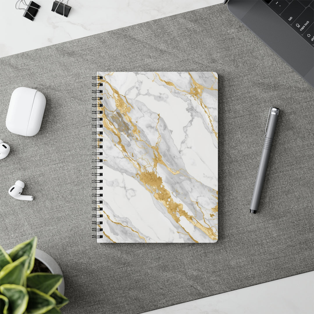 Wirobound A5 Marble Gold Notebook – Luxe Softcover, 150 Pages, Chic Notes