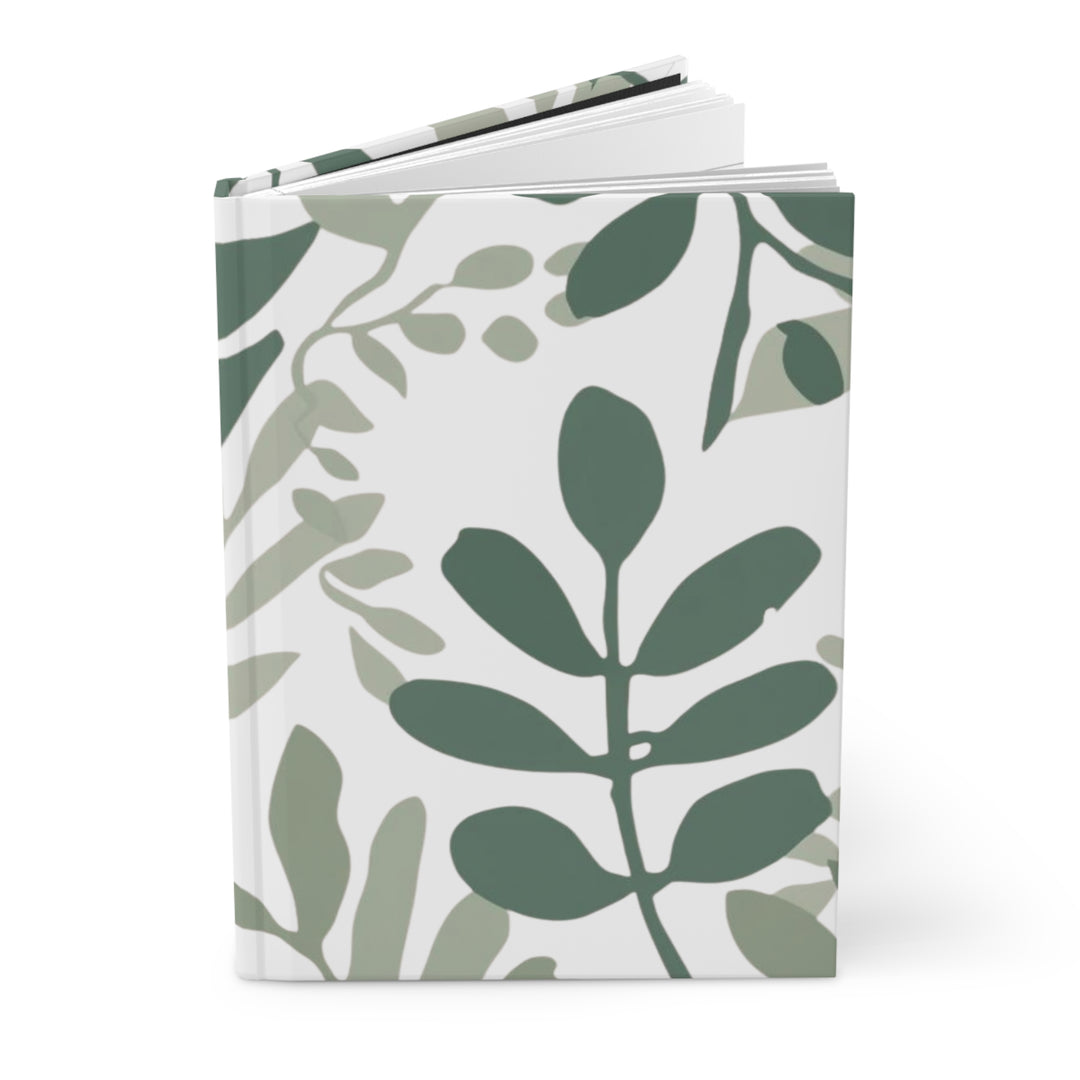 Matte Hardcover Journal – Modern Botanical Black, Customizable Nature Chic