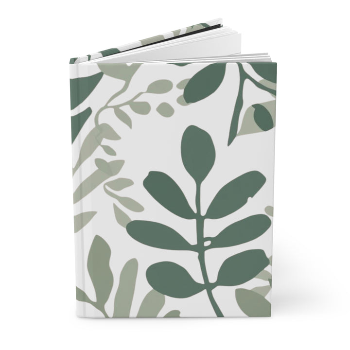 Matte Hardcover Journal – Modern Botanical Black, Customizable Nature Chic