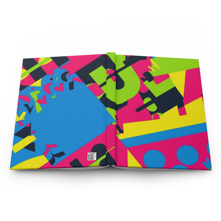 Vibrant Matte Hardcover Journal – Bold Geometric Neon Abstract, Custom Cover
