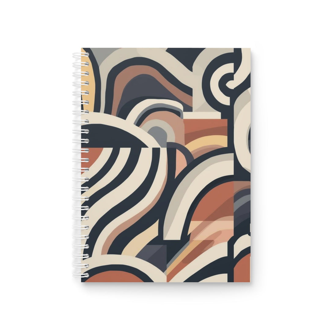 Custom Spiral Notebook – Modern Abstract Earth Tone Curves, 128 Pages