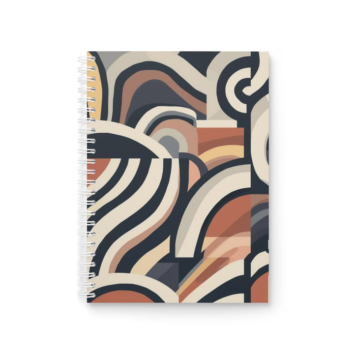 Custom Spiral Notebook – Modern Abstract Earth Tone Curves, 128 Pages