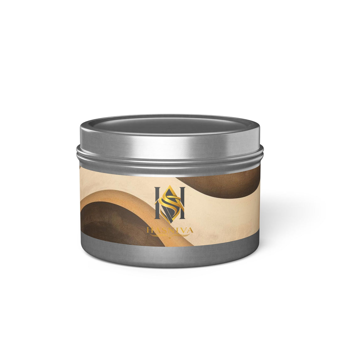 Handcrafted Abstract Wave Tin Candle – Cozy Mid-Century Modern Decor Gift