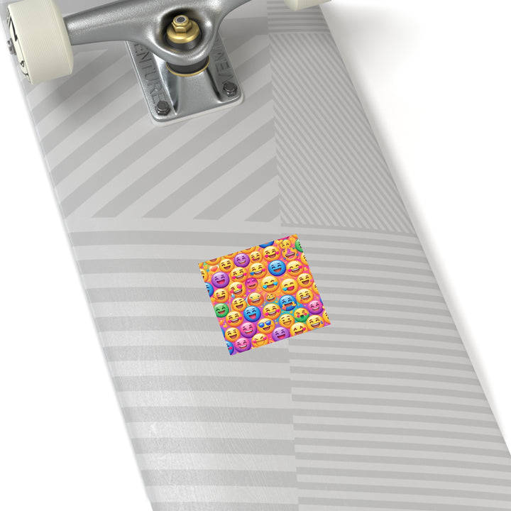 Custom Square Stickers – Emoji Rainbow Fun, Waterproof & Removable Vinyl