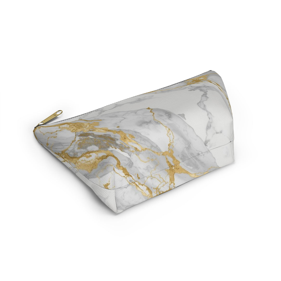 Chic Marble Gold T-Bottom Accessory Pouch – Stylish Organizer for Travel & Makeup