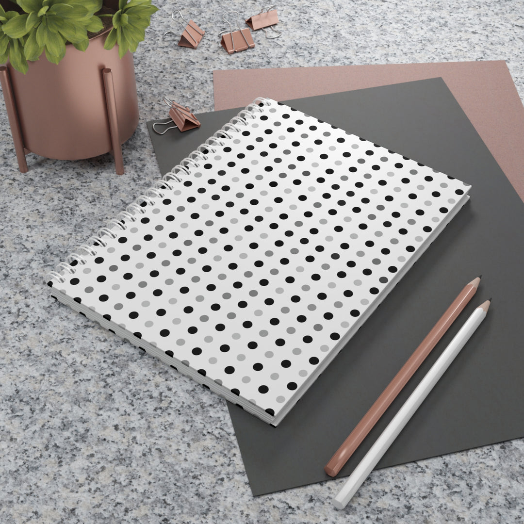 Customizable Spiral Notebook – Modern Polka Dot, Trendy Minimalist Design