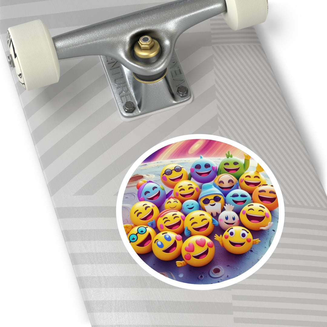 Cosmic Emoji Round Sticker – Durable, Fun, Weatherproof, Custom Design