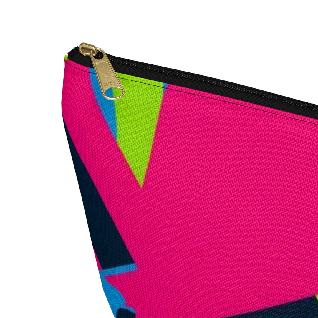 Chic Neon Geometric T-Bottom Accessory Pouch – Bold Modern Organizer