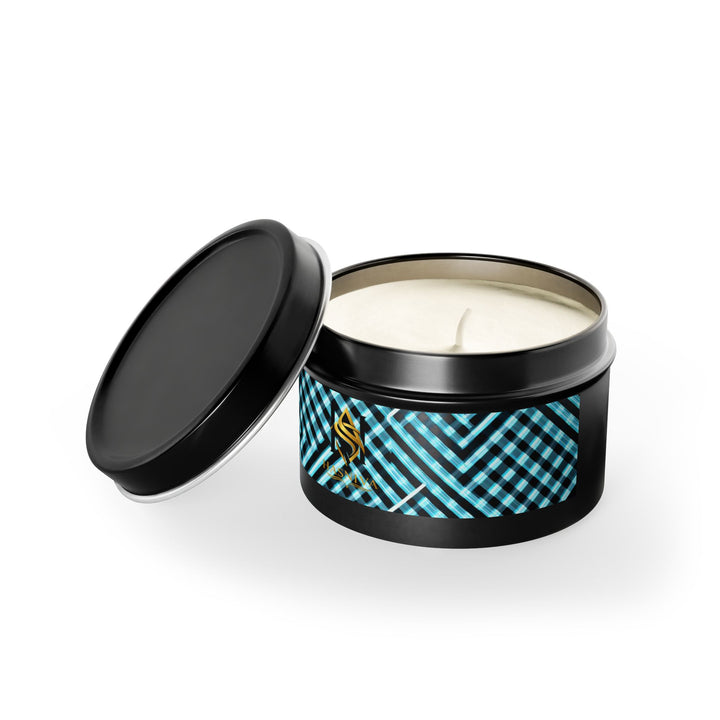 Modern Geometric Tin Candle – Handcrafted, Custom Scented, Art-Inspired