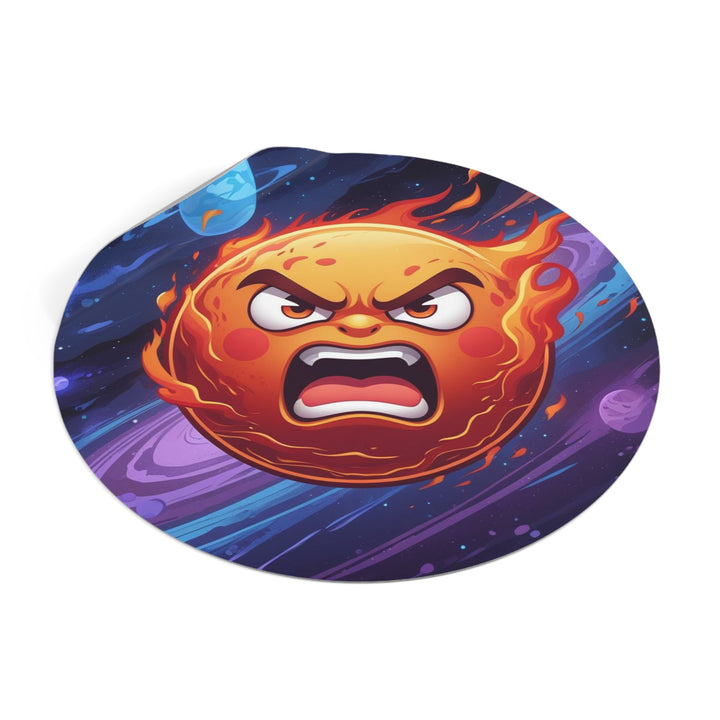 Fiery Cosmic Sun Custom Round Vinyl Sticker – Trendy, Waterproof & Bold