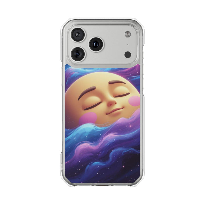 MagSafe Magnetic Clear Impact Case – Dreamy Galaxy Moon Design for iPhone