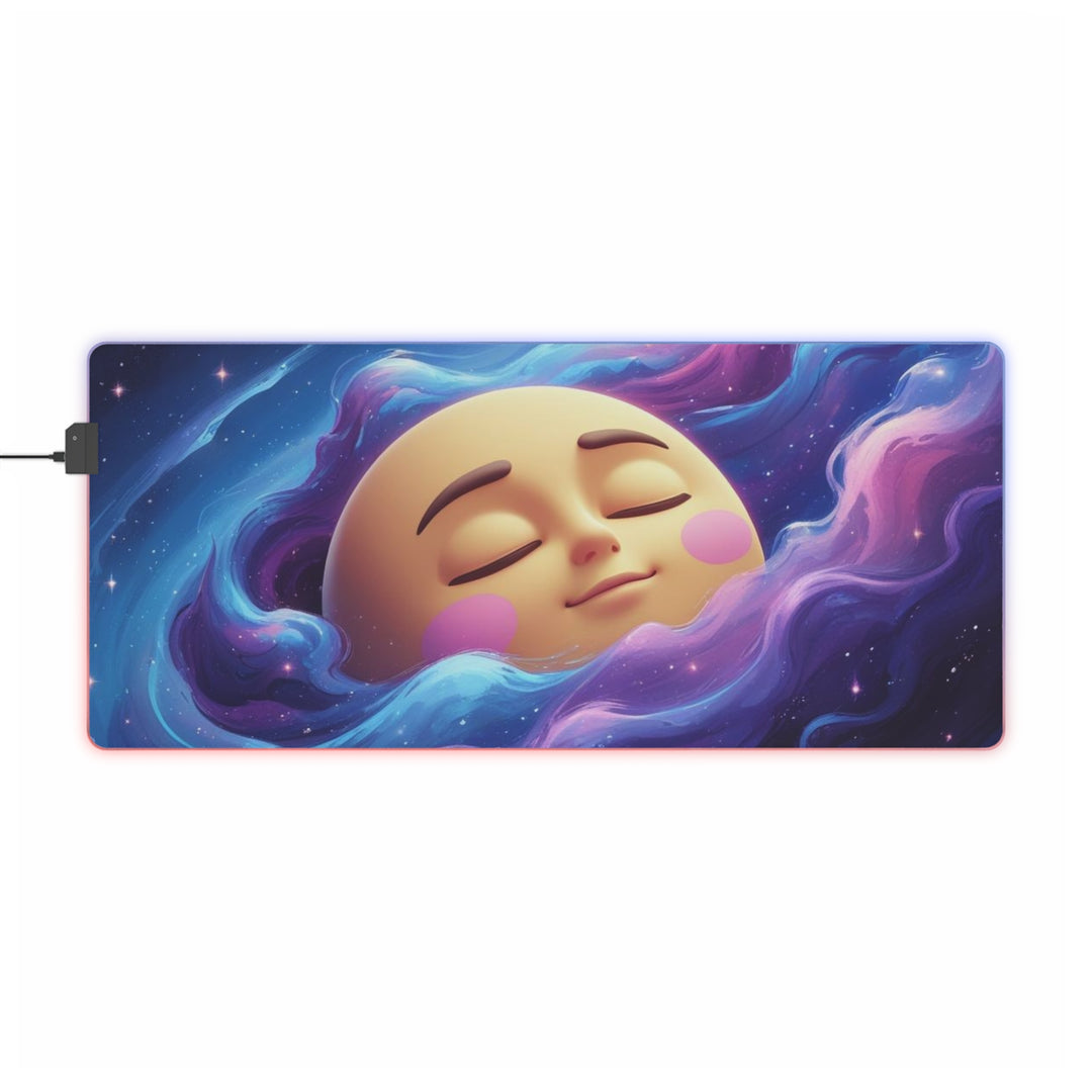 Galaxy LED RGB Gaming Mouse Pad – Cute Moon & Space Design, XL Glow