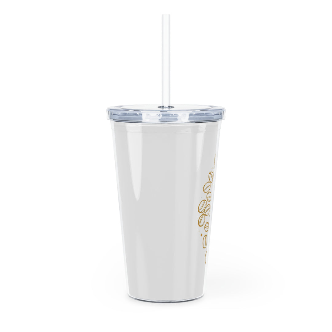 Custom Coffee Bean Black Plastic Tumbler with Straw – 20oz, Trendy & Personalizable
