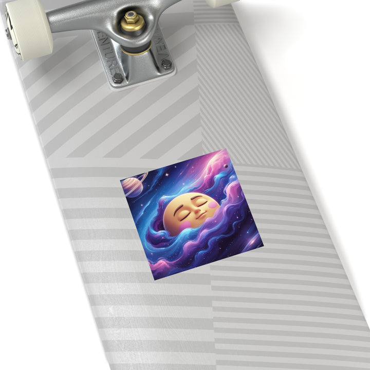 Galaxy Moon Square Sticker – Premium Weatherproof Vinyl, Cute Space Decor
