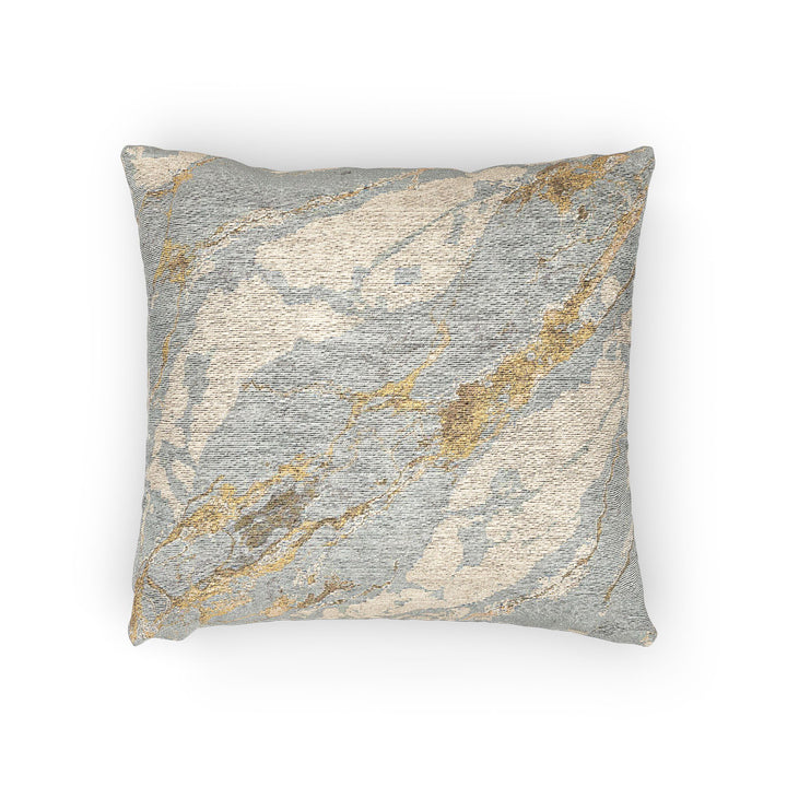 Artisan Woven Marble Pillow – Handcrafted, Luxe Gold & Grey Accent Decor