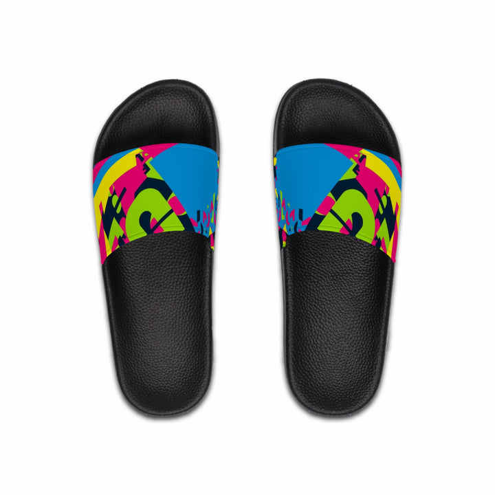 Men’s Custom Slide Sandals – Bold Geometric Neon Urban Comfort Slides