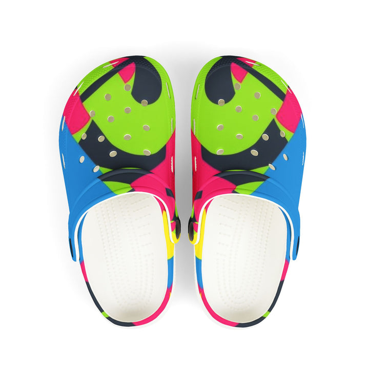 Kids’ Vibrant EVA Foam Clogs – Bold Geometric Prints & Fun Charms