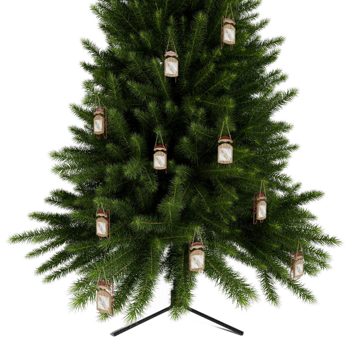 Personalized Marble & Gold Sled Ornaments – Chic, Custom Holiday Decor