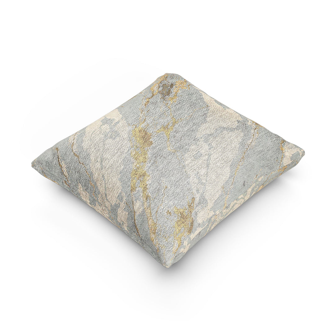 Artisan Woven Marble Pillow – Handcrafted, Luxe Gold & Grey Accent Decor