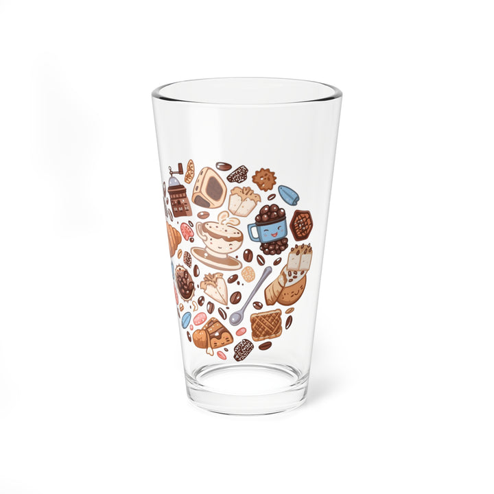 16oz Mixing Glass – Cute Coffee & Dessert Design | Premium Barware Essential