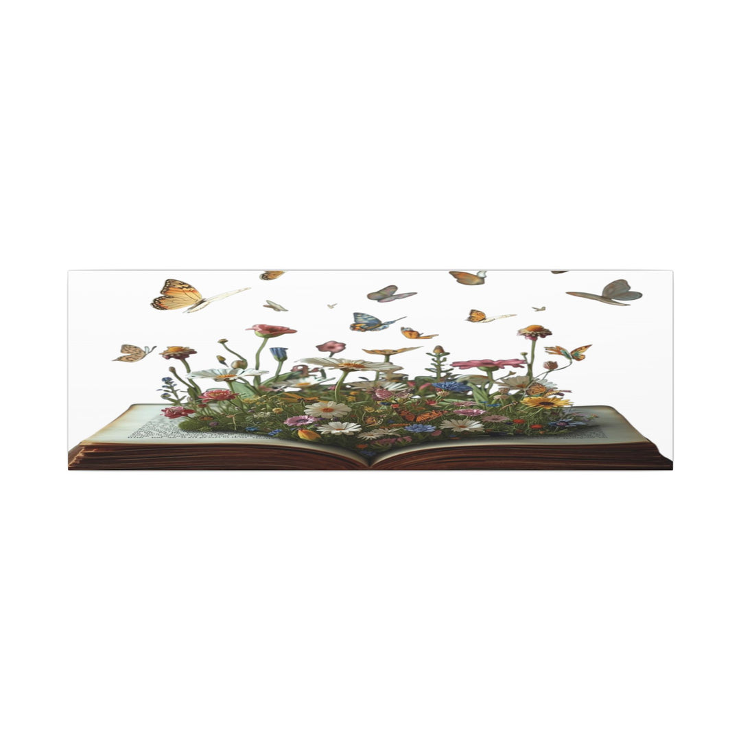 Magical Pop-Up Book Matte Canvas – Whimsical Wildflowers & Butterflies Art