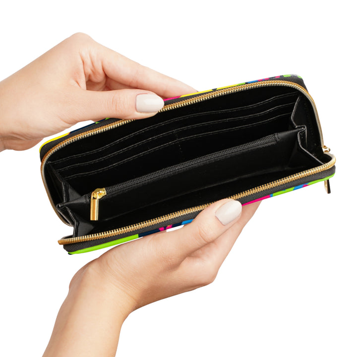 Personalized Neon Geometric Zipper Wallet – Sleek, Trendy & Secure