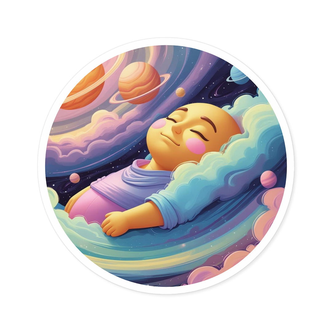 Cosmic Baby Round Sticker – Durable, Weatherproof, Cute Nursery Decor