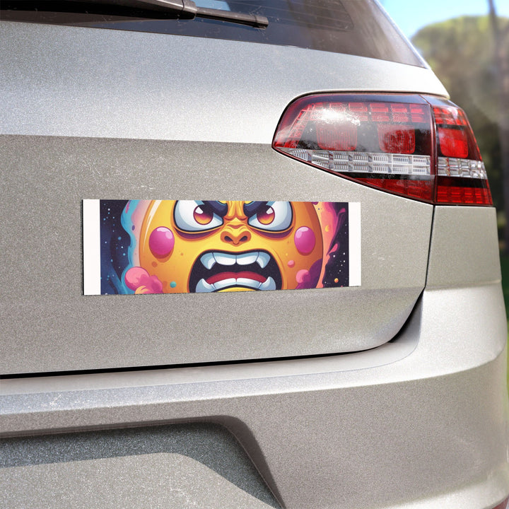 Custom Space-Themed Car Magnet – Bold Angry Sun, Vibrant & Weatherproof