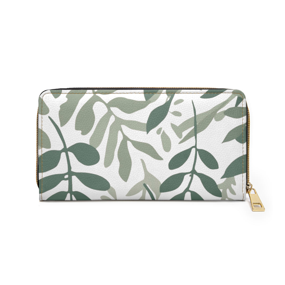 Personalized Zipper Wallet – Modern Botanical Faux Leather, Secure & Stylish