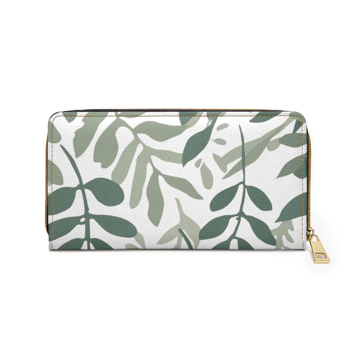 Personalized Zipper Wallet – Modern Botanical Faux Leather, Secure & Stylish