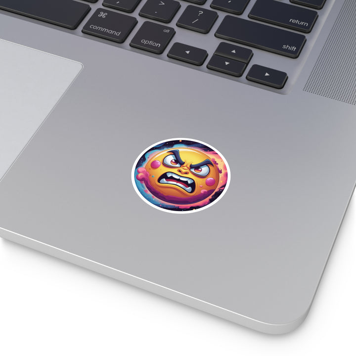 Cosmic Cartoon Sun Round Sticker – Durable, Fun & Weatherproof Decor