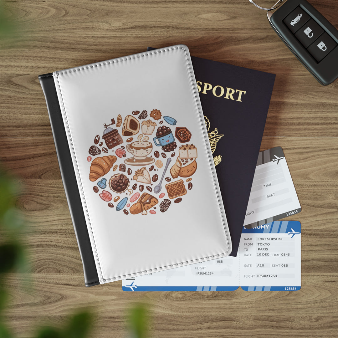 Coffee & Pastry Cartoon Passport Cover – RFID, Custom, Cute Travel Gift