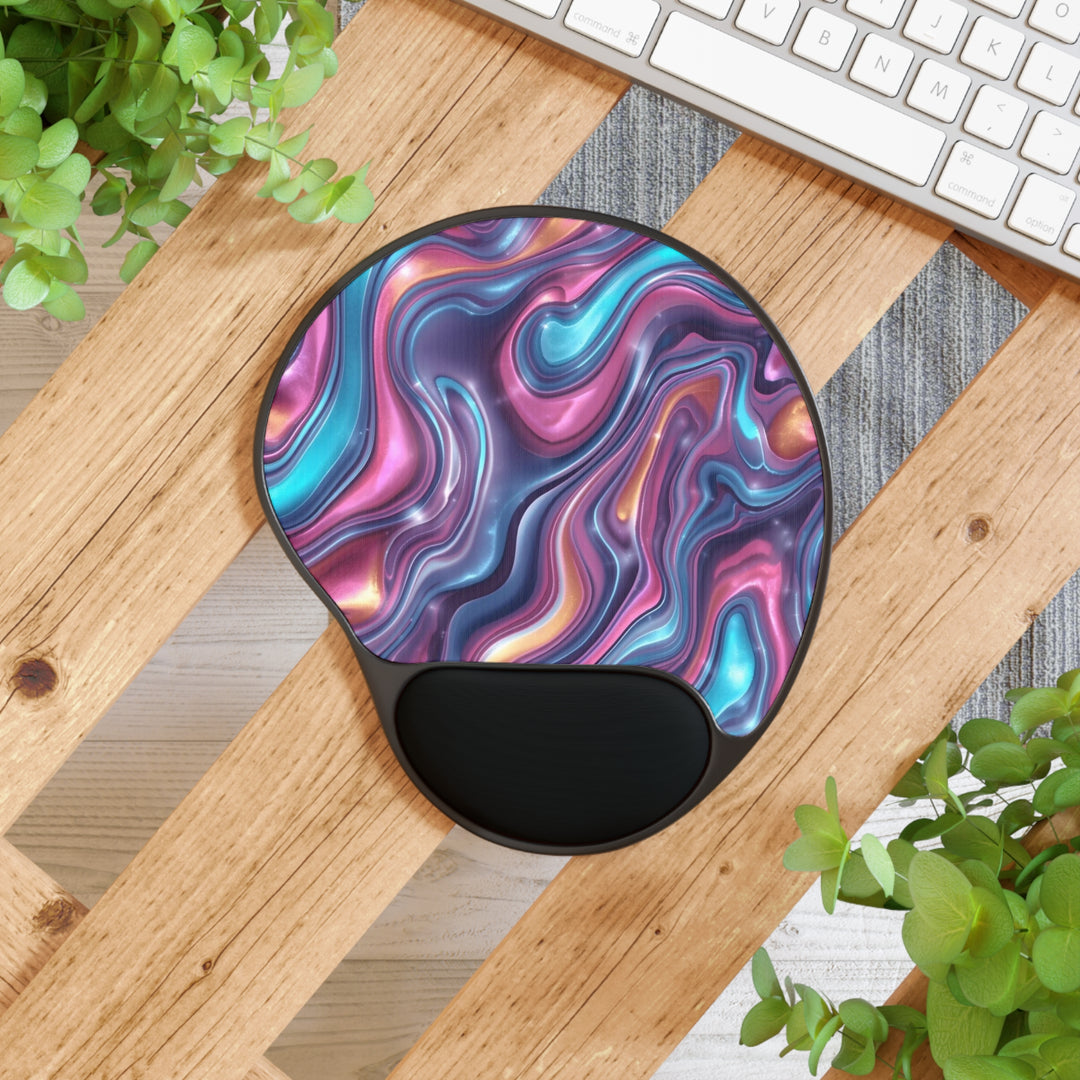 Ergonomic Memory Foam Mouse Pad – Wrist Rest, Vibrant Swirl Design, Modern