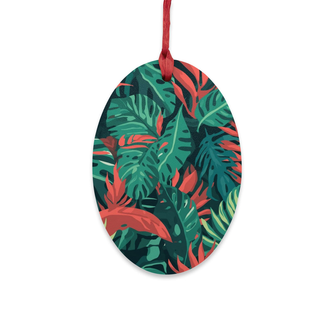 Handcrafted Wooden Ornament – Tropical Leaf Pattern, Magnetic & Hanging Decor